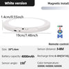 White version of a rechargeable ceiling light with a magnetic install, featuring a motion sensor and remote control.