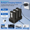 A charging station with multiple ports for battery charging options including Type-C USB input and output.