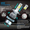 A close-up view of a high-performance LED headlight bulb featuring an efficient cooling system and aviation aluminum alloy.