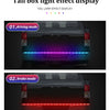 Display of an RGB LED tail light effect showing driving mode and brake mode on a vehicle's tailgate.