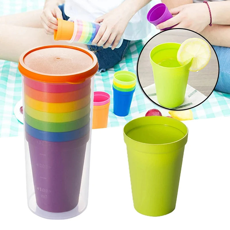 Reusable Rainbow Plastic Drink Set