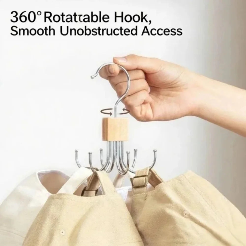 360° Rotating Multi-Hook Closet Organizer for Belts, Scarves, and Ties