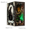 A wooden 3D puzzle bookshelf insert decor featuring a magical house scene with figures and ornate details.
