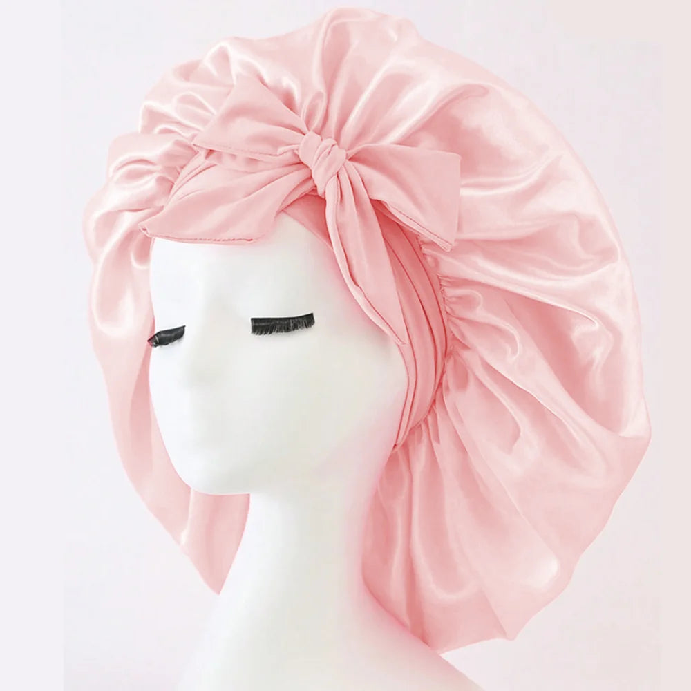 Adjustable Satin Sleep Bonnet with Tie Band