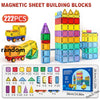A set of magnetic sheet building blocks in various colors and shapes for children's construction play