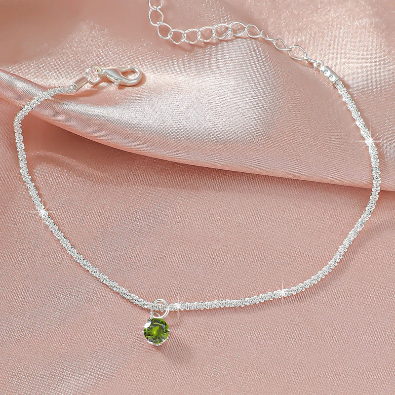Dainty CZ Anklet with Layered Chain Design