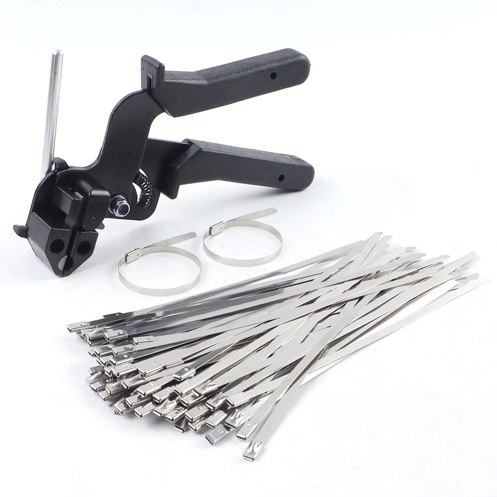 304 Stainless Steel Cable Tie Gun with 100 Metal Zip Ties