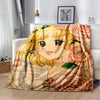 Cartoon Anime Flannel Throw Blanket in Candy Girl Design