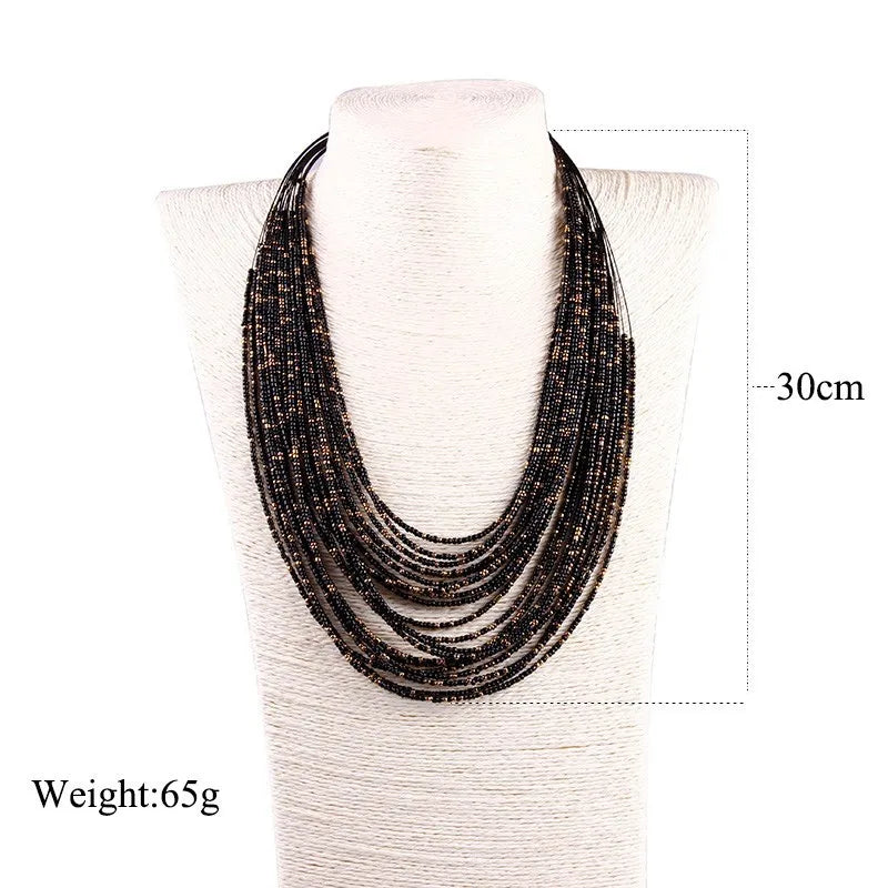 Multi-Layer Boho Bead Choker Necklace