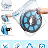 Clear airtight storage box for filament with round spout design, easy access, and space for write text stickers.