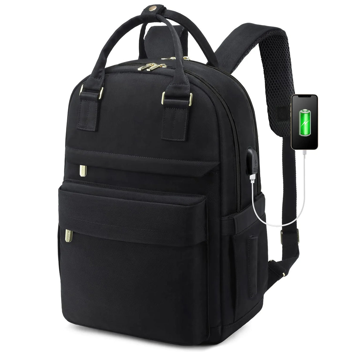 Women's Nylon Waterproof Casual Backpack with USB Port, Fits 15.6 Inch Laptop