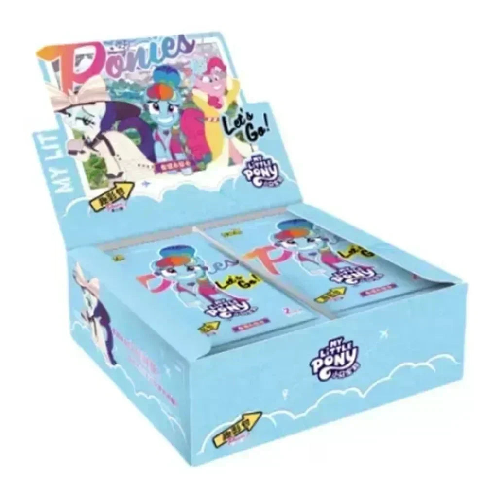 A box of My Little Pony Friendship Eternal Radiant Moon Gilded cards featuring characters like Twilight Sparkle and Pinkie Pi
