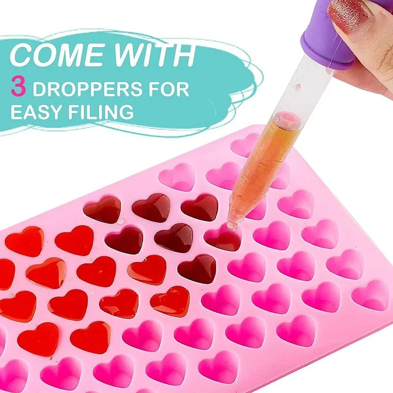 Food-Grade Silicone Gummy Bear & Dinosaur Candy Mold Set with Dropper