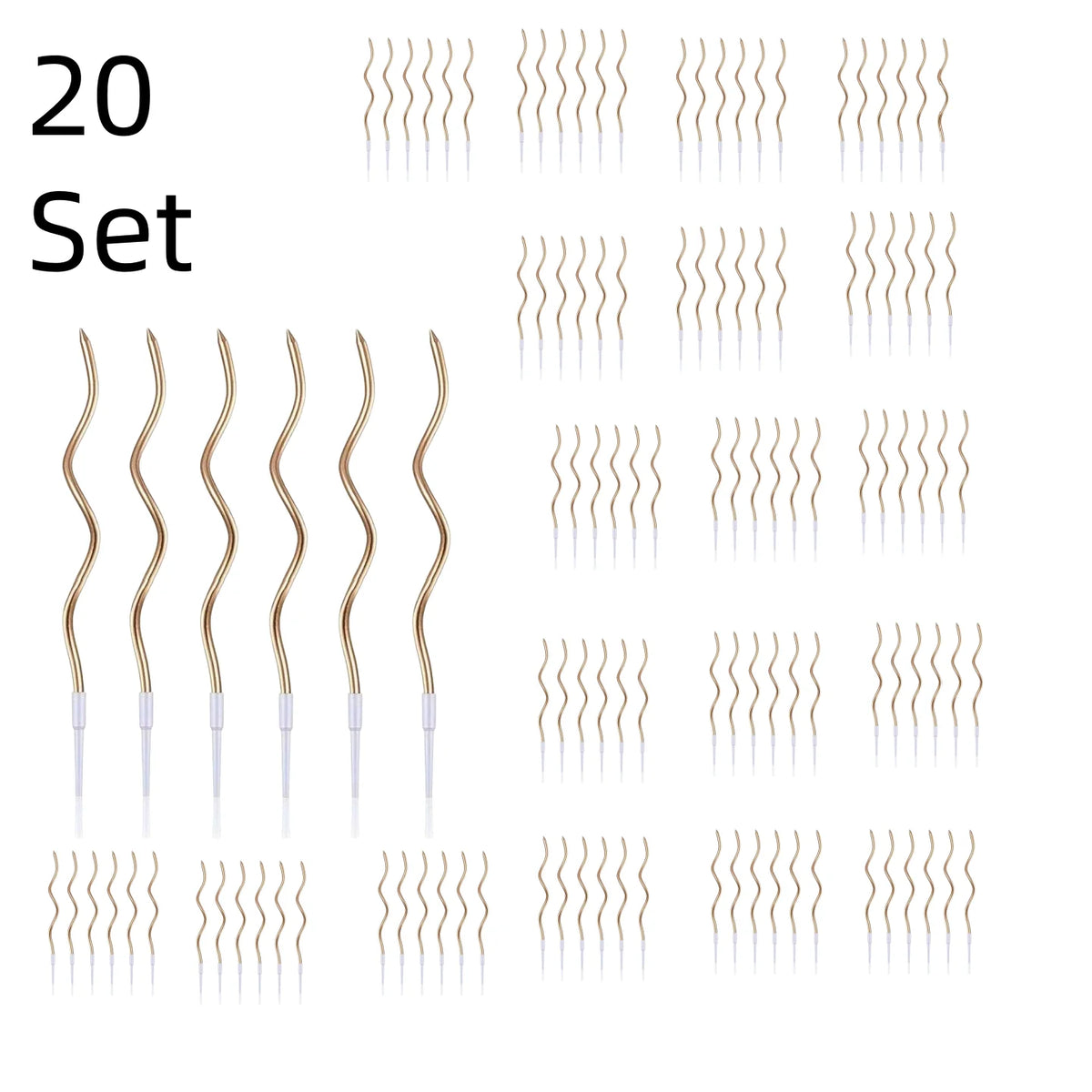 Spiral Birthday Cake Candles, Set of 6 Long Thin Decorative Candles for Cakes and Desserts
