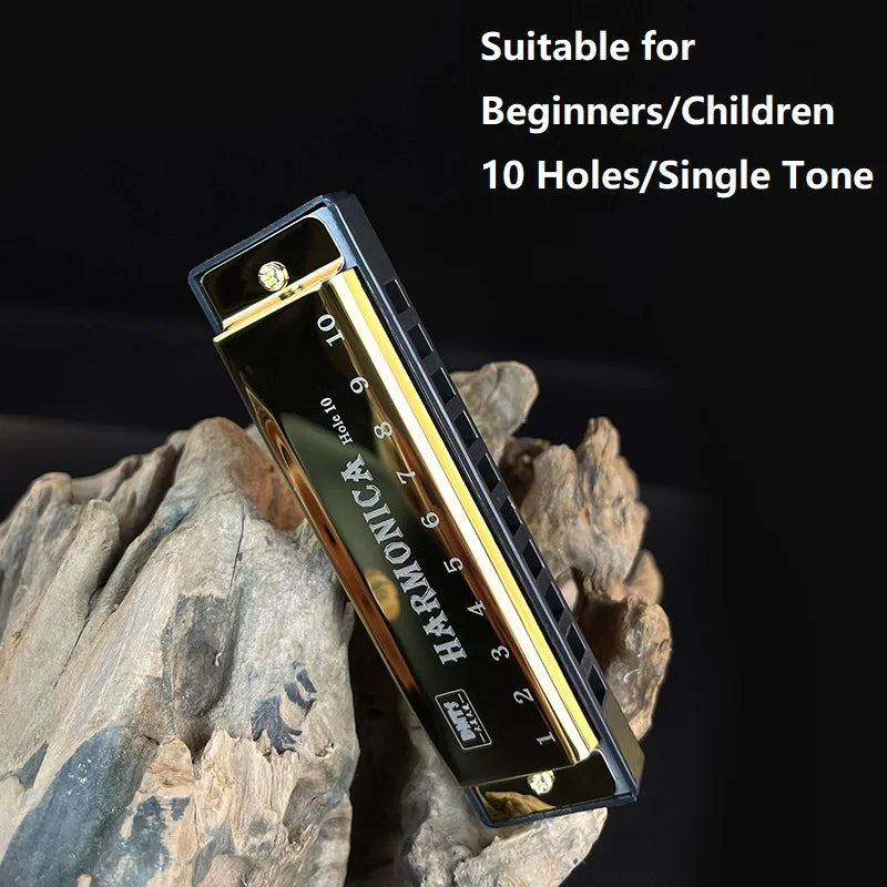 10-Hole Chromatic Harmonica in C - Beginner-Friendly with Carry Case