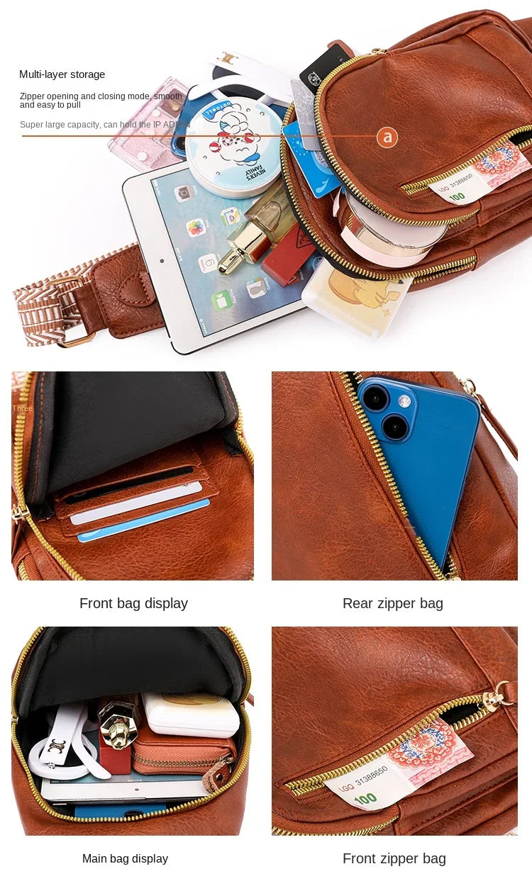 Elegant PU Leather Crossbody Sling Bag for Women
