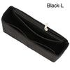 Black-L soft felt handbag organizer insert with multi-pockets shown from above.