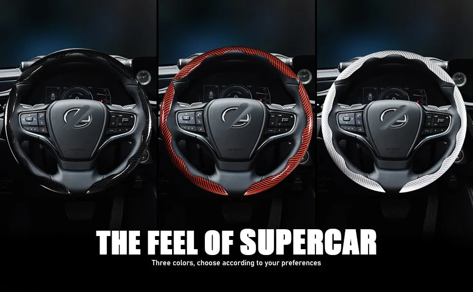 Carbon Fiber & Leather Steering Wheel Cover