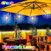 A 4-pack of fireworks lamps illuminating a night sky with colorful bursts.