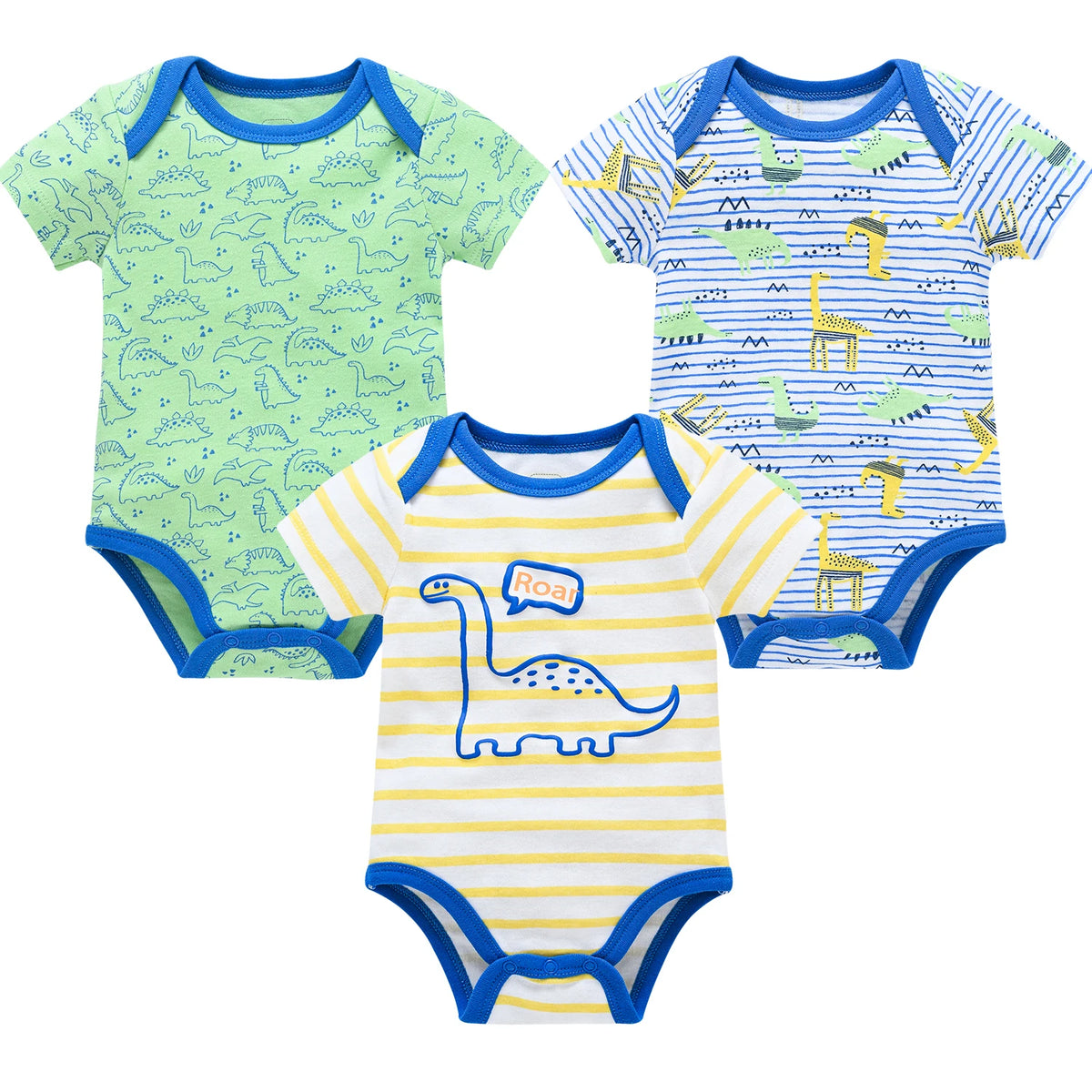 Cotton Short Sleeve Baby Bodysuits – Floral Print, 0-12 Months
