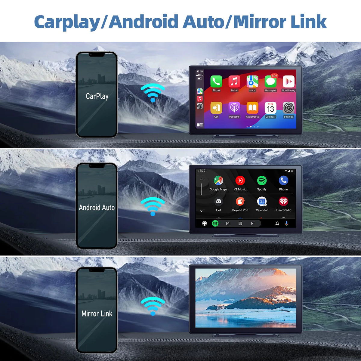 Écran Sans Fil CarPlay & Android Auto de 9 Pouces