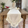 Handcrafted Macrame Lace Table Runner with Tassels – Beige