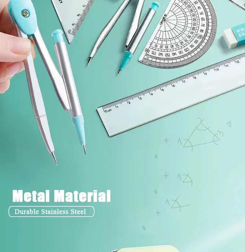 7-Piece Geometry Set with Compass and Ruler
