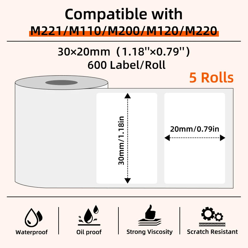 Rolls of compatible thermal label paper with waterproof, oil proof, strong viscosity, and scratch resistant features