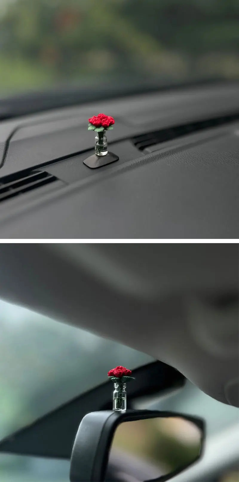 Mini Rose and Sunflower Car Dashboard Vase Decor