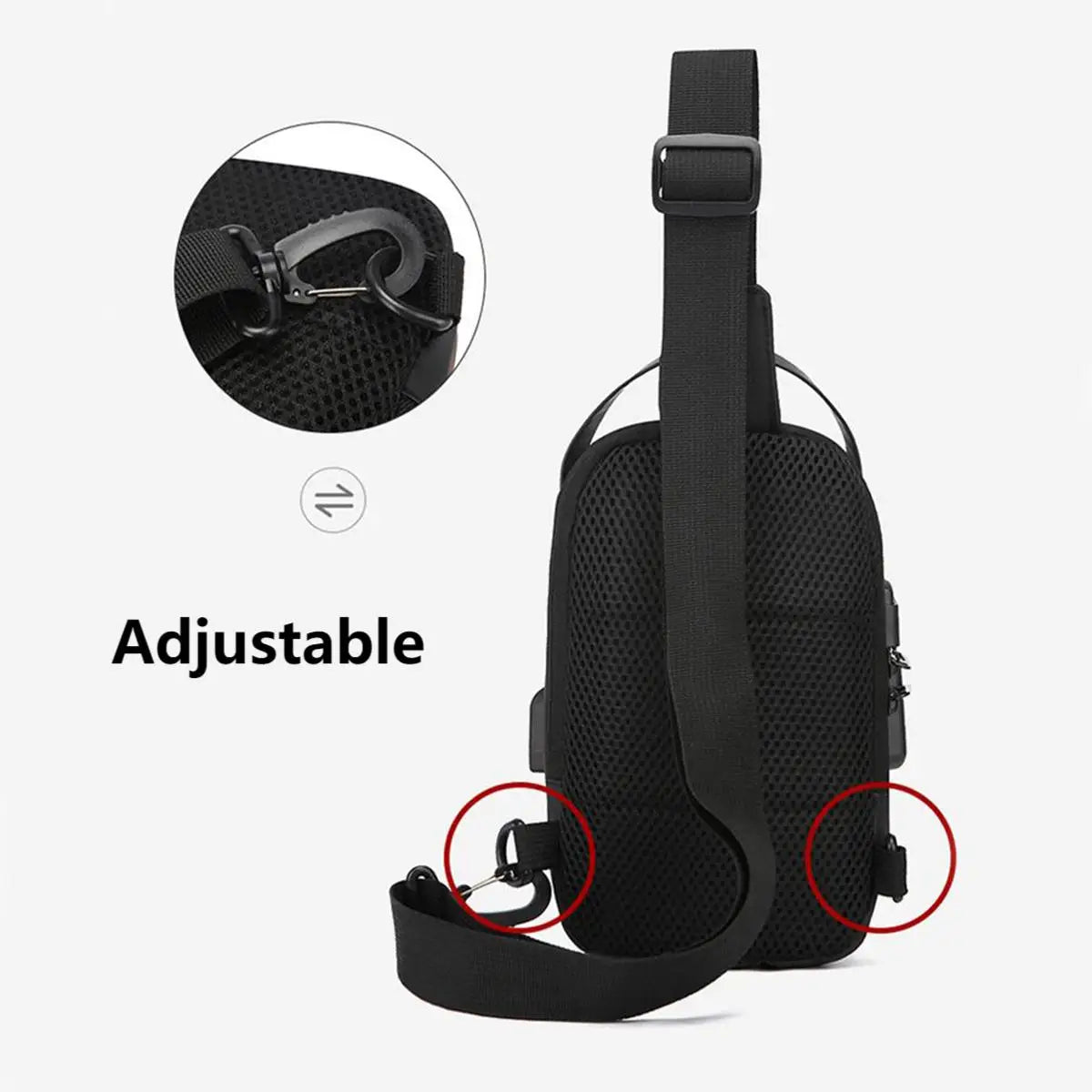 Men's Waterproof Anti-Theft Crossbody Bag with USB Charging Port