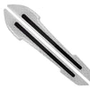 A set of reflective safety strips designed for car mirrors, featuring black lines on a clear plastic background.