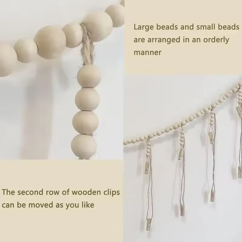 Wooden Beads Photo Garland for Wall Display