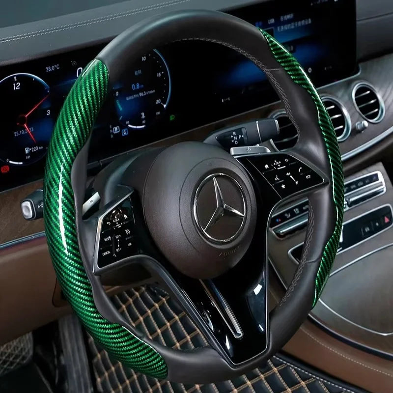 Carbon Fiber Style Microfiber Leather Steering Wheel Cover