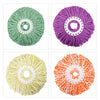 Two replacement microfiber spinning mop heads in green, purple, and orange colors.