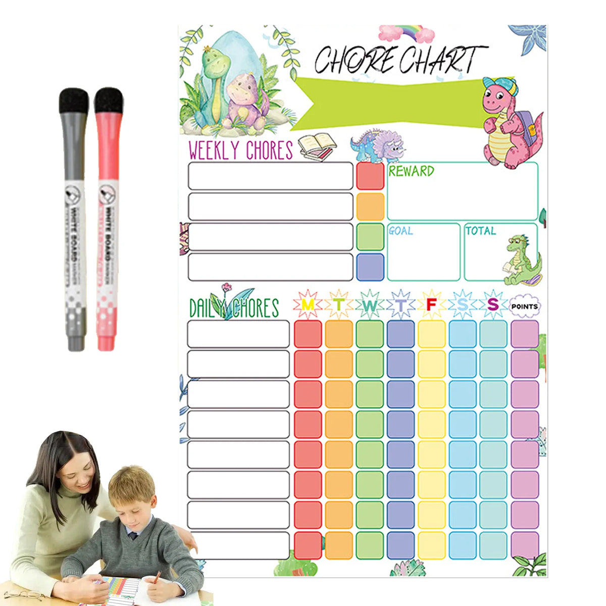 Magnetic Chore Chart for Kids with Dry-Erase Surface