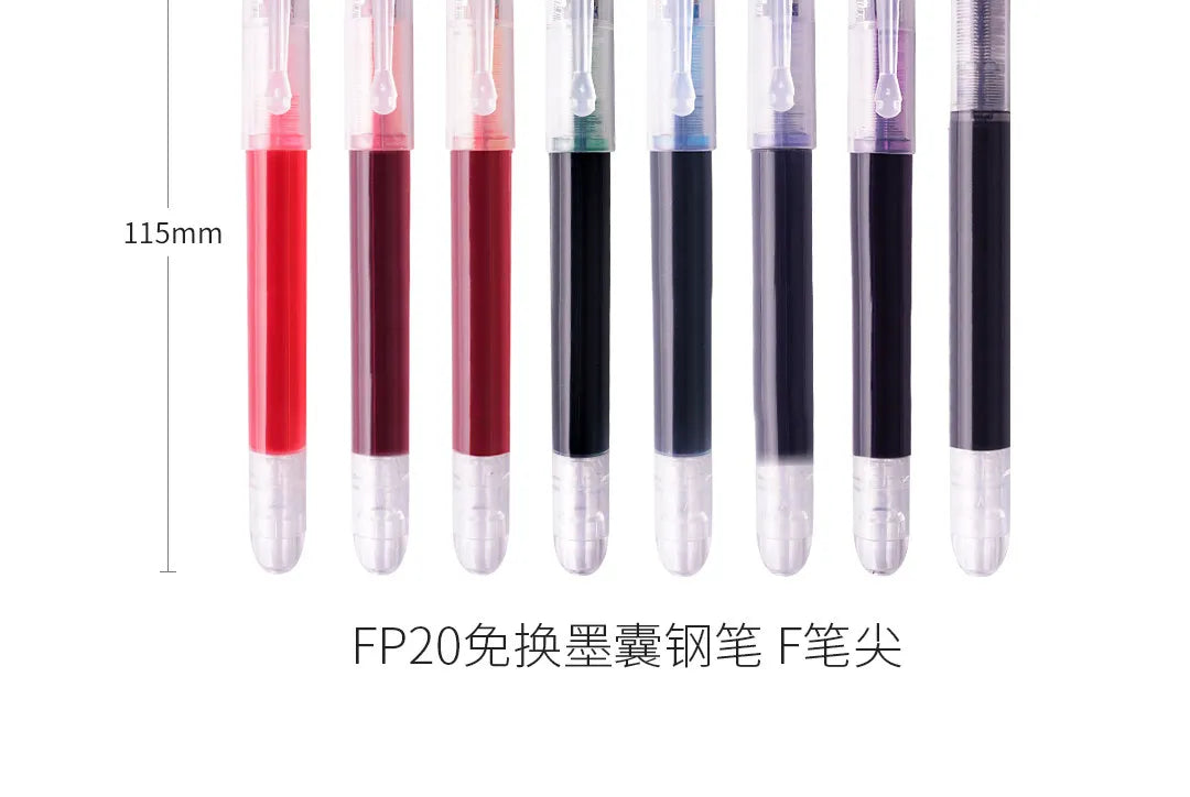 Fine Point Disposable Fountain Pens with Stainless Steel Nib (8-Pack, Assorted Colors)