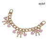 Cherry Blossom Bow Enamel Bag Chain with Heart Charms