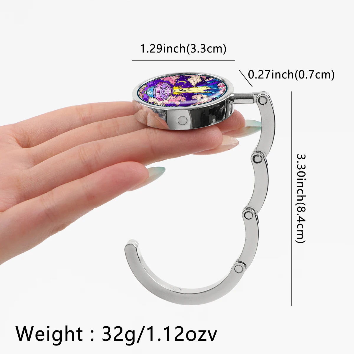 Portable Metal Purse Hook for Tables and Counters