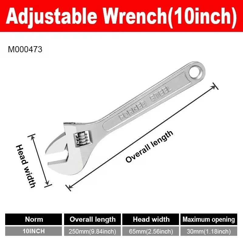 Clé à molette robuste avec long manche réglable