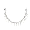 Elegant metal bag chain strap with a decorative head and multiple pointed links.
