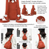 Orange multi-functional carrying design backpack shown with various shoulder and handheld configurations