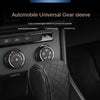 A black PU leather universal gear sleeve protecting a car handle, shown in a vehicle interior.