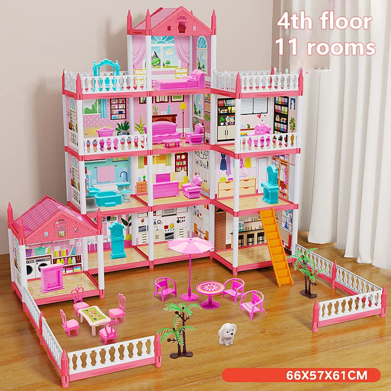 Enchanted Princess Castle DIY Dollhouse with LED Lights