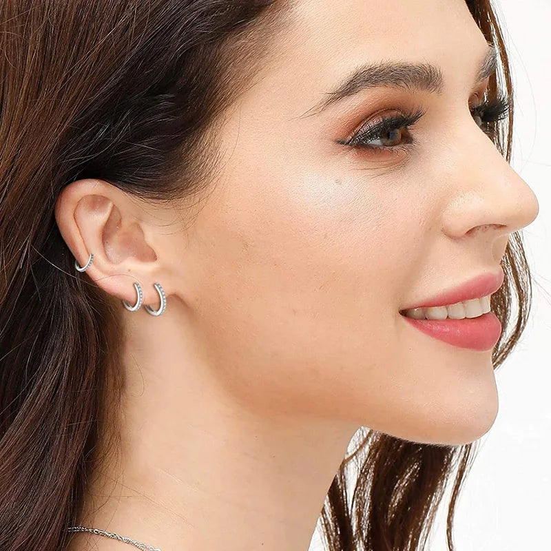 Gold-Plated Cubic Zirconia Huggie Hoop Earrings