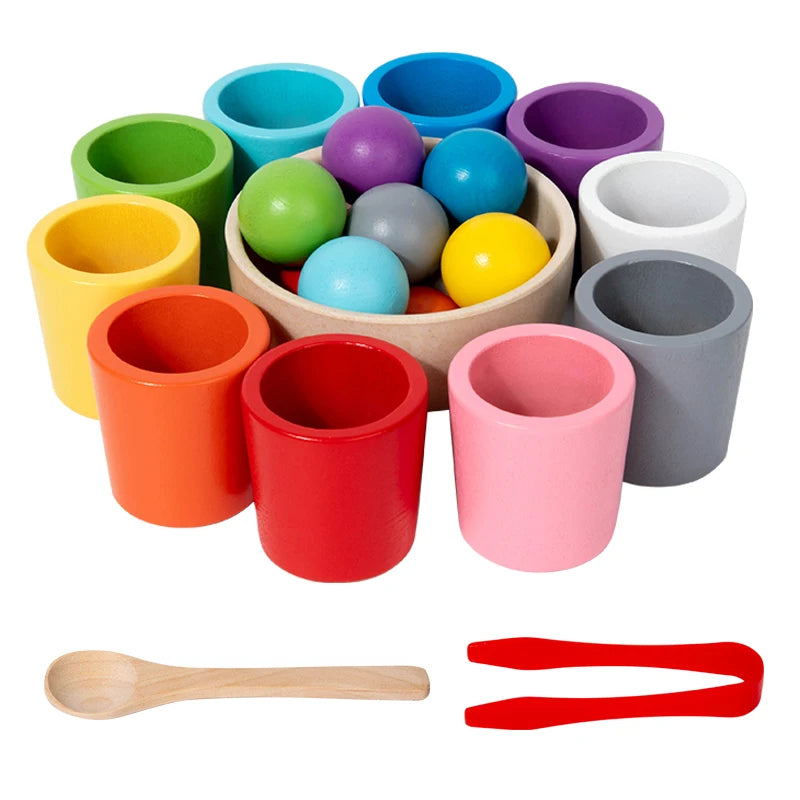 Montessori Wooden Color Stacking Cups