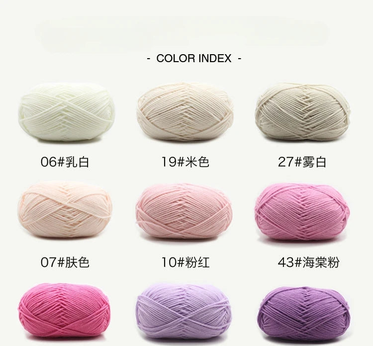 4-Ply Soft Cotton Blend Yarn for Knitting and Crochet