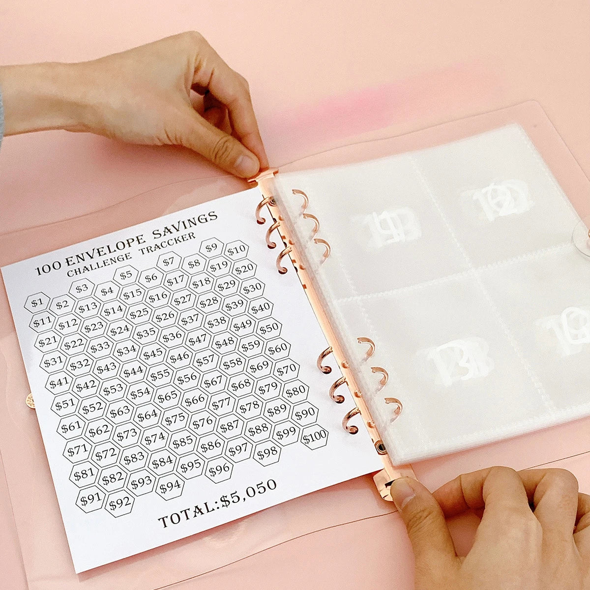 Savings Challenge Binder with Cash Envelopes