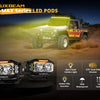4 Inch LED Driving Lights with Amber DRL and Side Shooter
