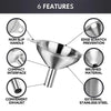 Stainless Steel Kitchen Funnel Set with Storage Ring