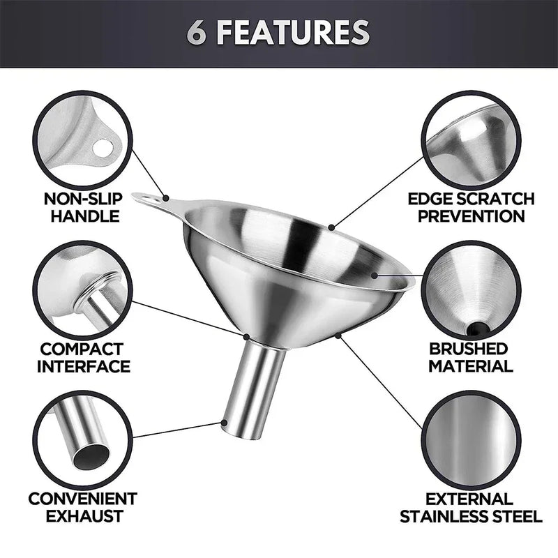 Stainless Steel Kitchen Funnel Set with Storage Ring